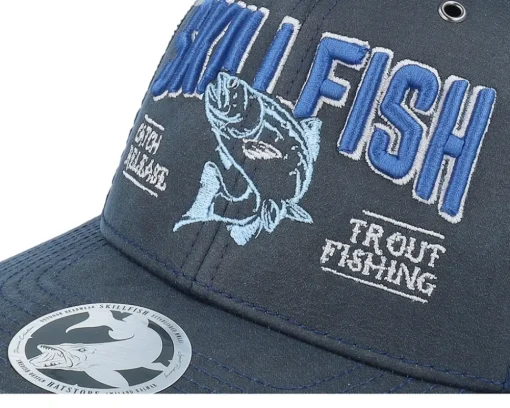 Trout C&r Logo 3d 112wf Fremont Solid Navy A-Frame Trucker - Skillfish