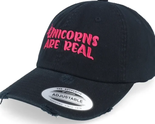 Unicorns Are Real Black Destroyed Dad Cap - Unicorns