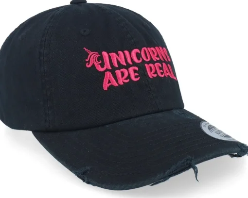 Unicorns Are Real Black Destroyed Dad Cap - Unicorns