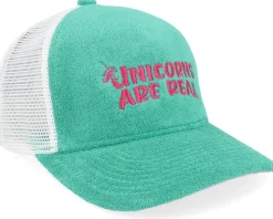 Unicorns Are Real Terry Teal/White A-frame Trucker - Unicorns