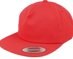 Unstructured 5-panel Red Snapback - Yupoong
