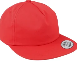 Unstructured 5-panel Red Snapback - Yupoong