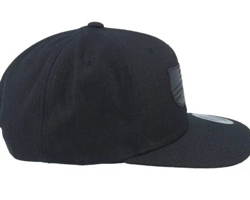 Usa Map Flag Black Patch Black Snapback - Iconic