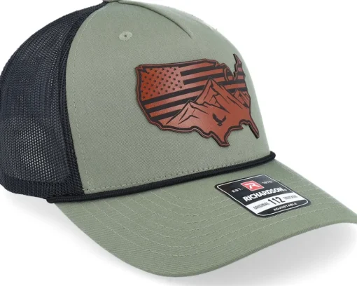 Usa Map Flag Brown Patch Loden/Black Rope A-Frame Trucker - Iconic