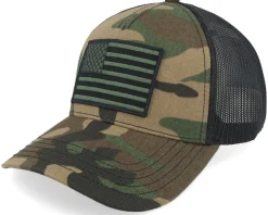 USA Twill Valin Ptch Black/Camo Trucker - American Needle