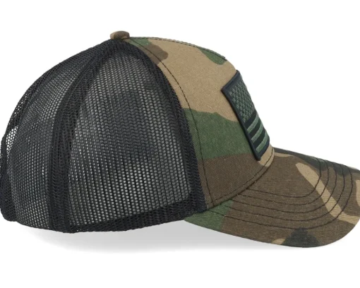 USA Twill Valin Ptch Black/Camo Trucker - American Needle