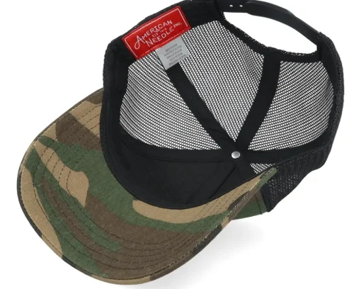 USA Twill Valin Ptch Black/Camo Trucker - American Needle