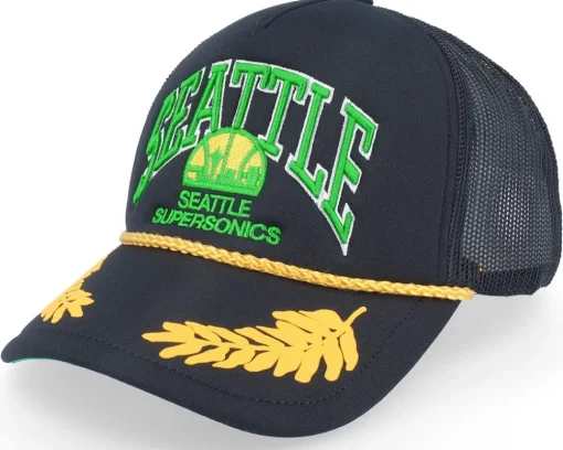 Vegas Golden Knights Gold Leaf Hwc Black Trucker - Mitchell & Ness
