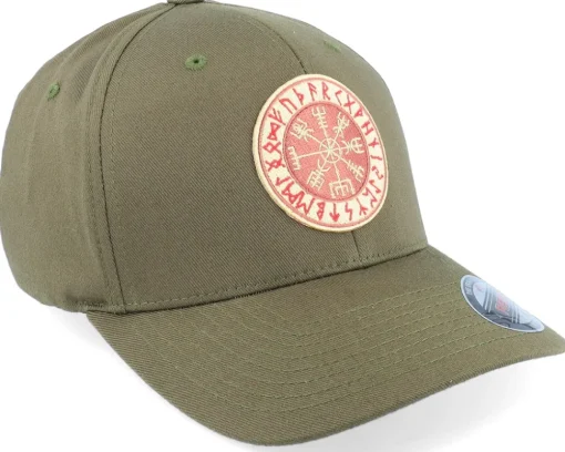 Vegvísir Rungalder Patch Olive Green Flexfit - Vikings