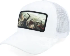 Vikings Fighting Battlefield Velvet White A-Frame Trucker - Calza Pennello
