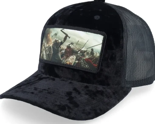 Vikings Fighting Battlefield Velvet White A-Frame Trucker - Calza Pennello