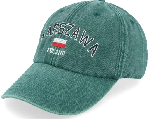 Warszawa Poland Washed Green Dad Cap - Iconic