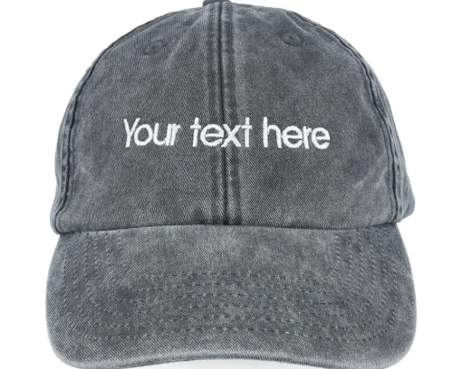 Washed Black Dad Cap With Embroidery - Beechfield