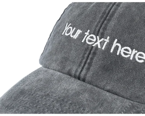 Washed Black Dad Cap With Embroidery - Beechfield