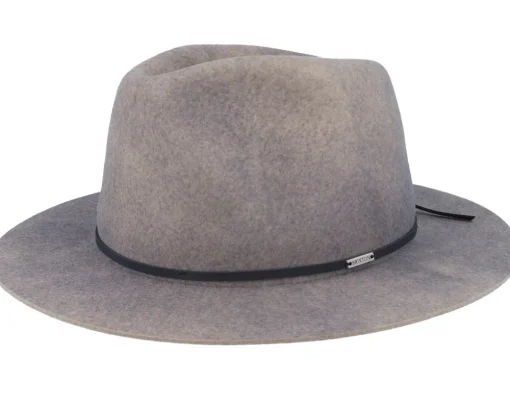 Wesley Grey Worn Wash Fedora - Brixton