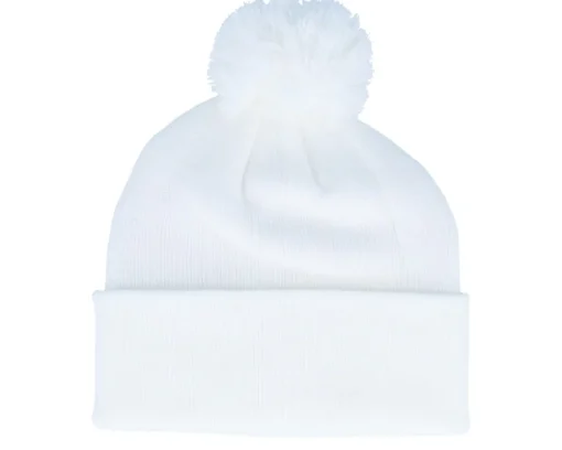 White Pom Blank Beanie - Beechfield