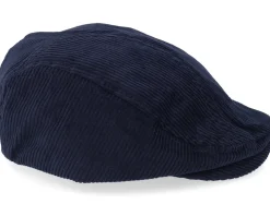 Wild Corduroy Sixpence Navy Flat Cap - Upfront