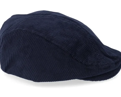 Wild Corduroy Sixpence Navy Flat Cap - Upfront