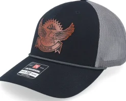 Wildlife Eagle Brown Patch Black/Charcoal Rope A-Frame Trucker - Wild Spirit