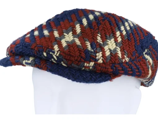 Willey Checked Sixpence Navy Flat Cap - Upfront
