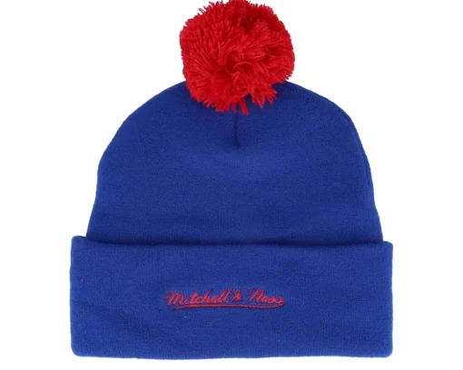 Winnipeg Jets Punch Out Knit Blue Pom - Mitchell & Ness