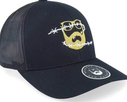 Wire Logo Black Trucker - Bearded Man