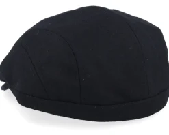 Wool Blend Black Flat Cap - Seeberger