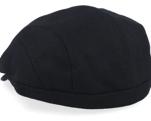 Wool Blend Black Flat Cap - Seeberger