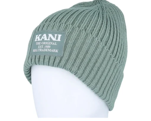 Woven Retro Classic Beanie Dusty Green Cuff - Karl Kani